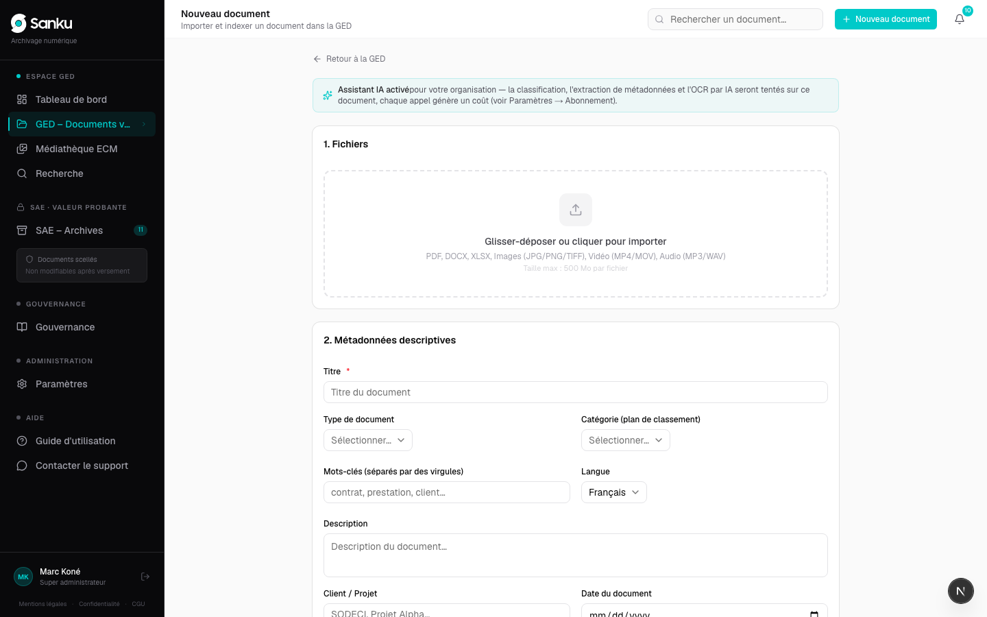 Importer un document — capture 3