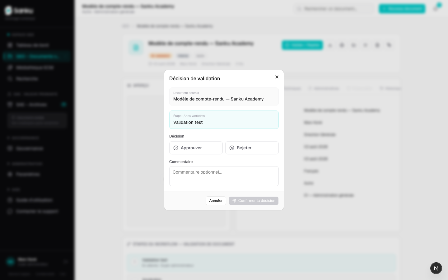Suivre un workflow de validation à plusieurs étapes — capture 2
