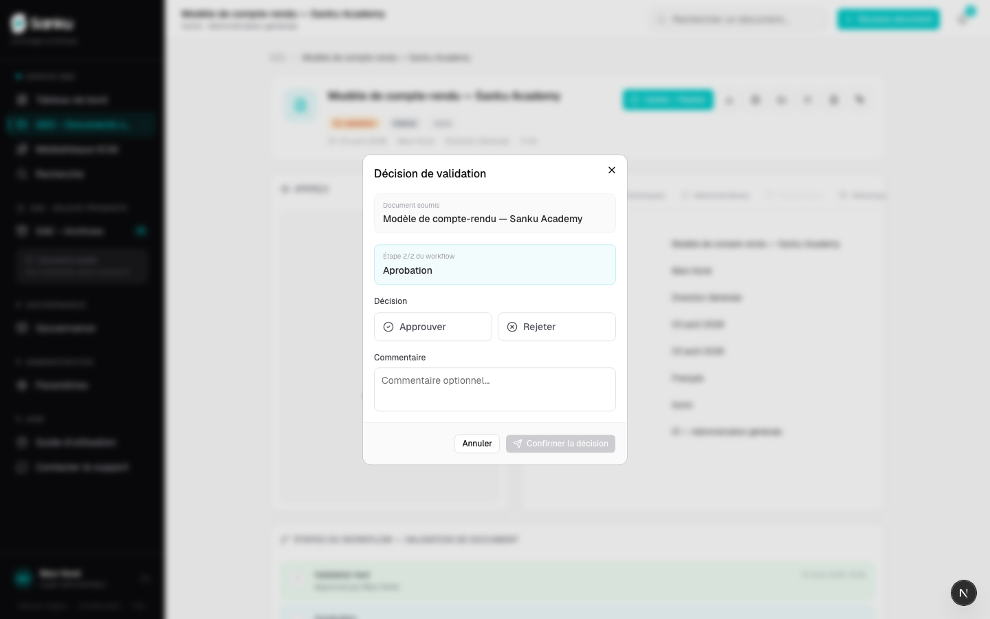 Suivre un workflow de validation à plusieurs étapes — capture 4