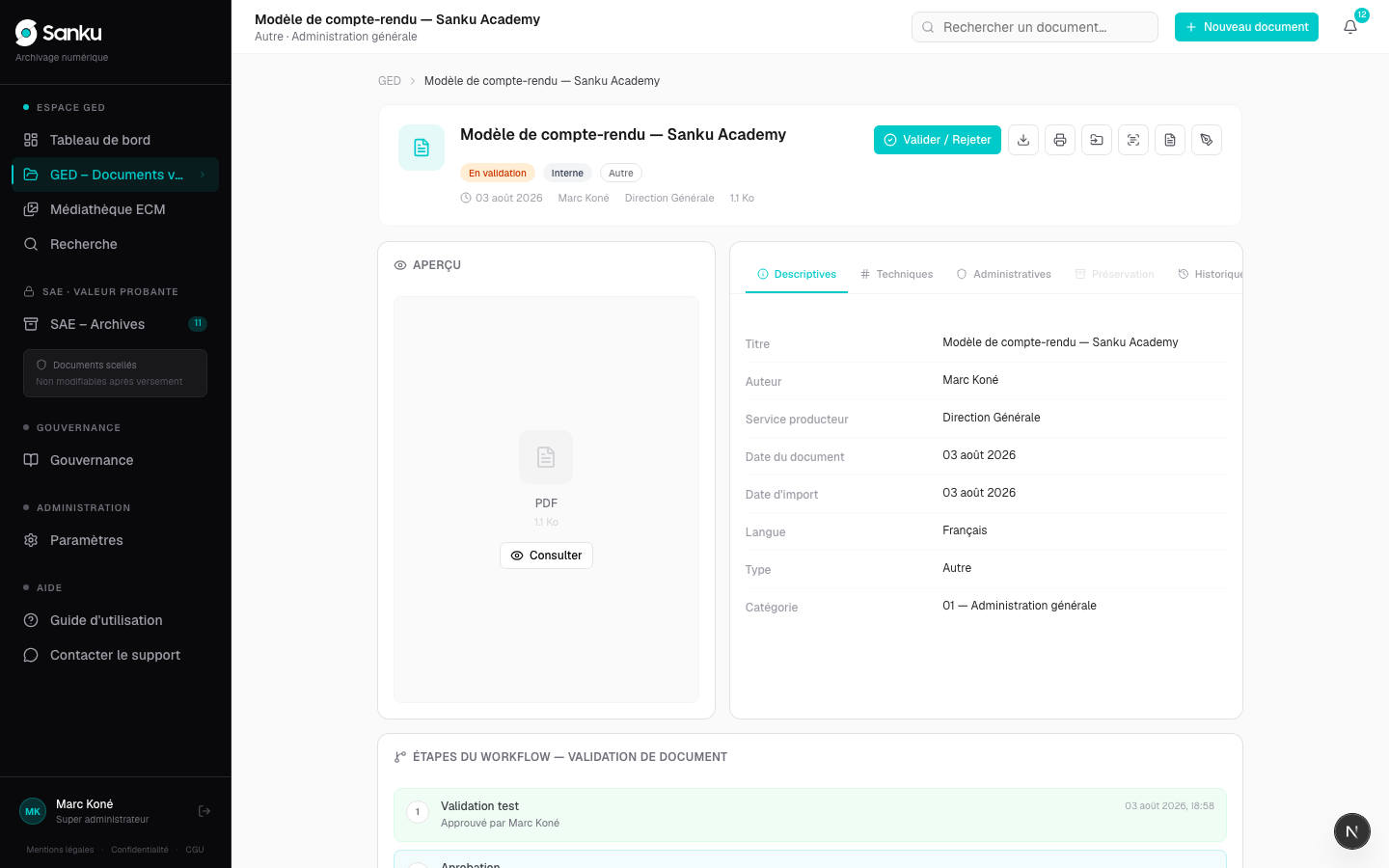 Suivre un workflow de validation à plusieurs étapes — capture 5