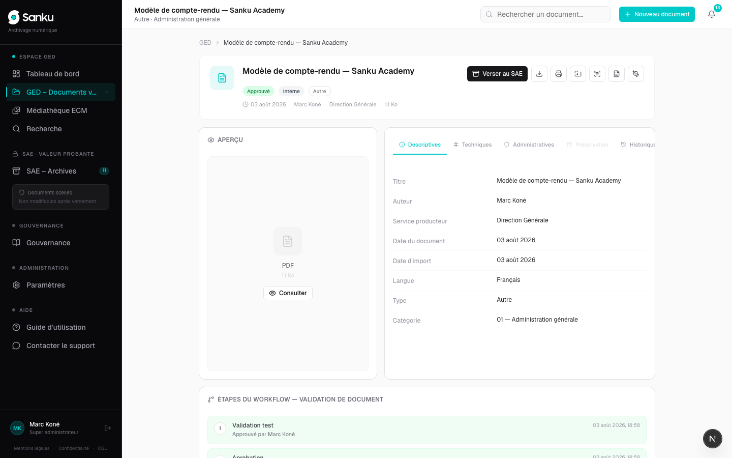 Suivre un workflow de validation à plusieurs étapes — capture 6